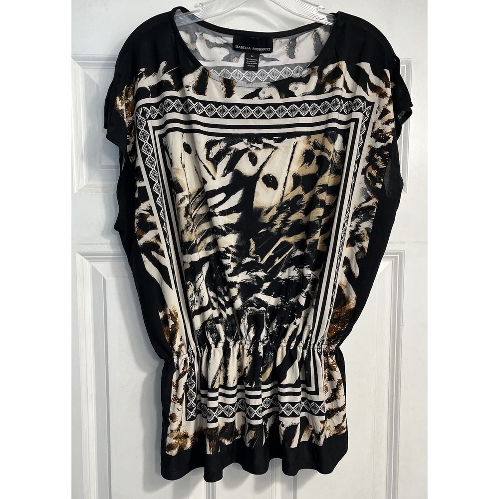 Isabella Rodriguez Women's Large Elastic Waist Shirt Artsy Boho Hip Scarf Top